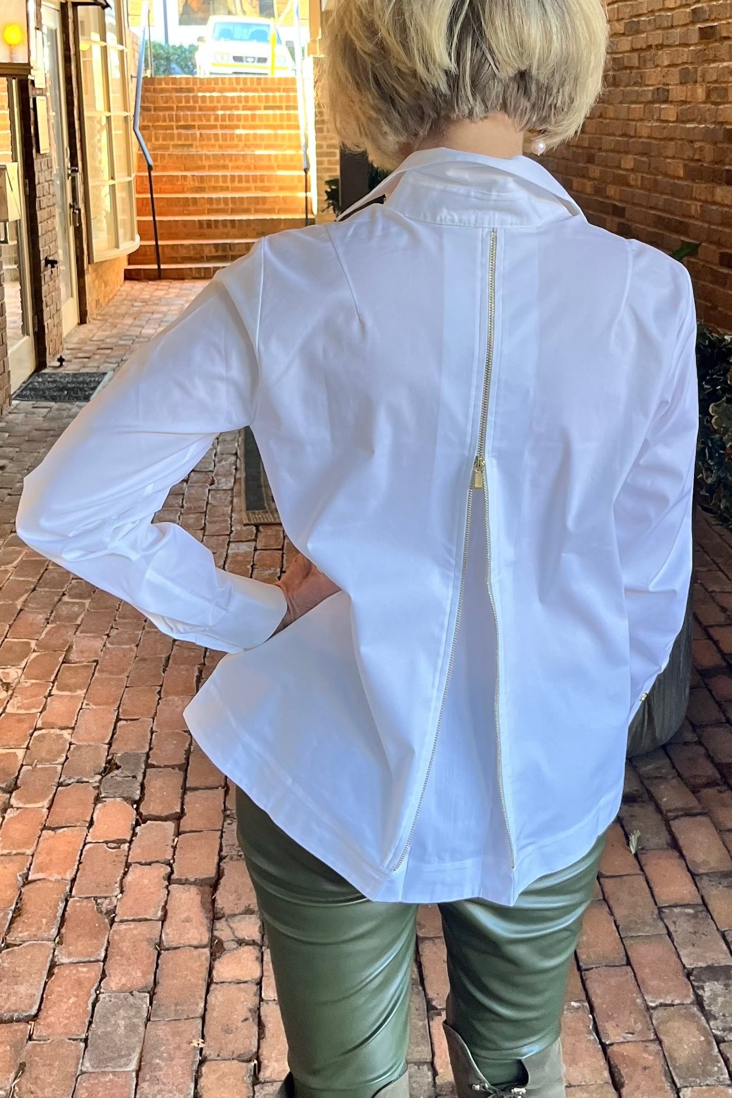 Xena Long Sleeve Zip Back Blouse