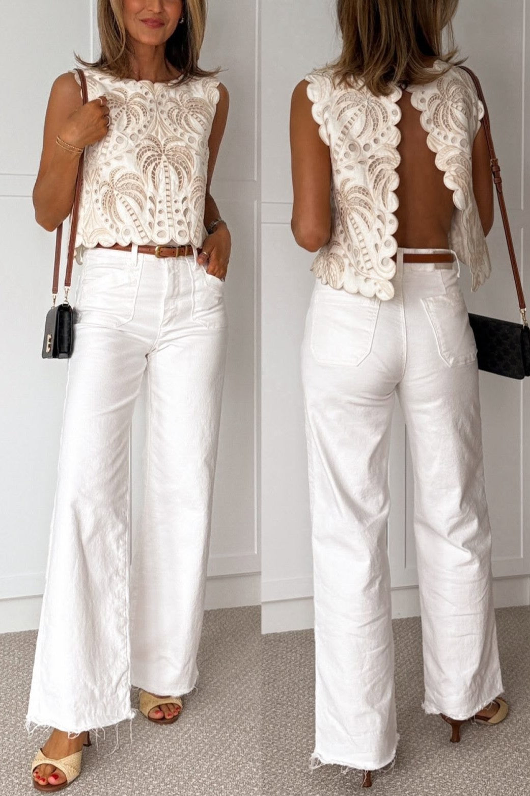 Eyelet Open-Back Crop Tank