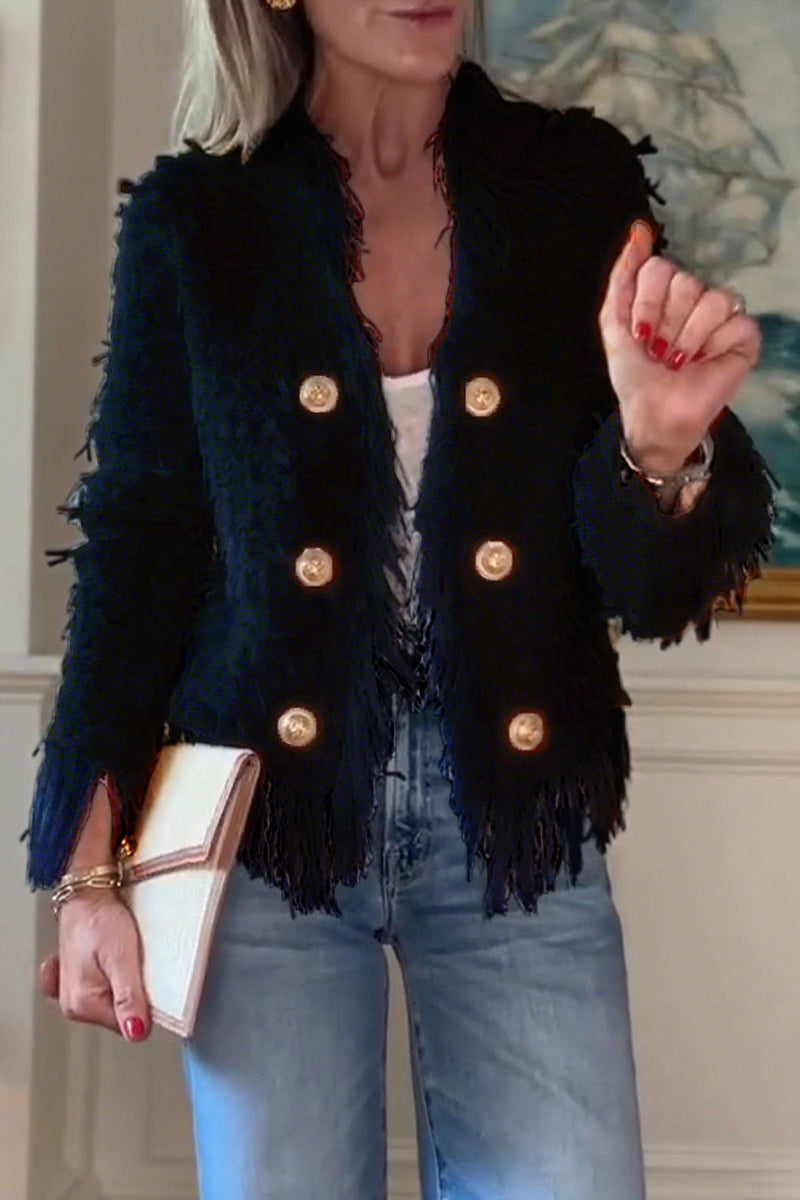 Elegant Open Front Fringe Jacket