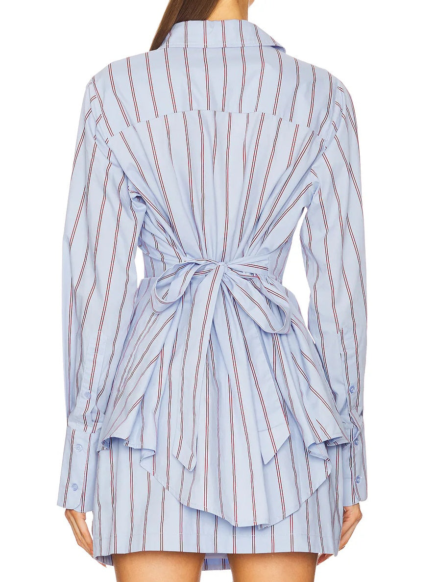 Striped Cotton Open Lapel Two Pieces Set