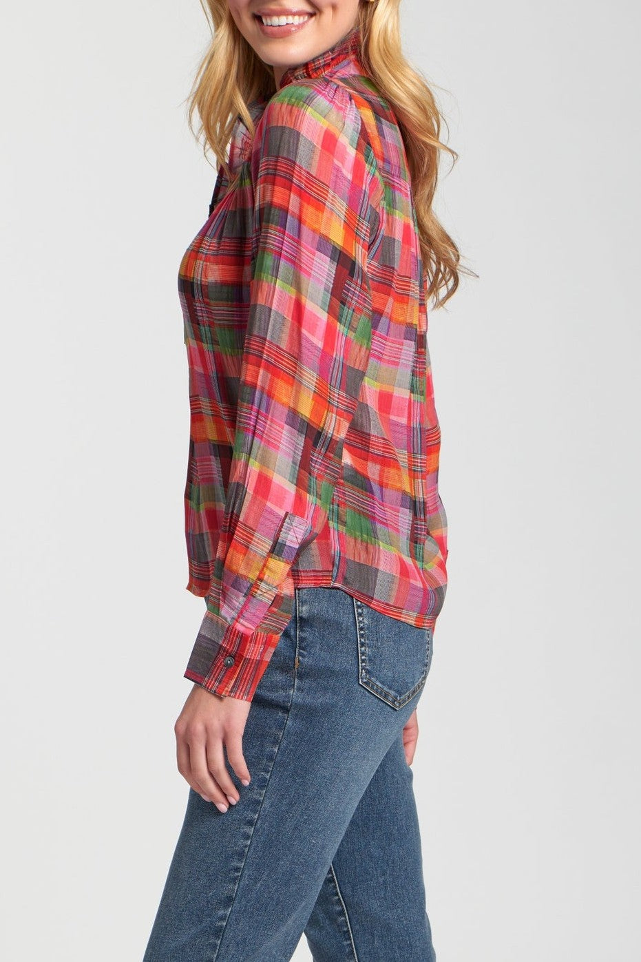 Ruffle Half Placket Blouse