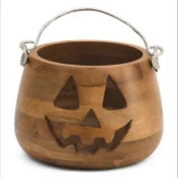 Halloween wooden pumpkin bucket