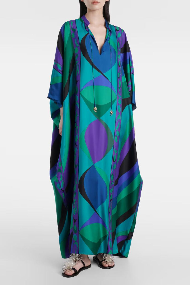 Psychedelic Swirling Iridescent Satin Robe