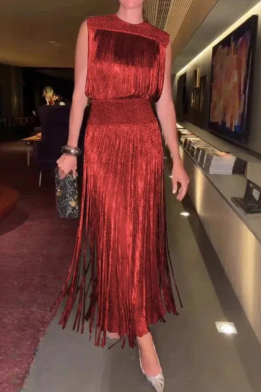 Elegant Tasselled Banquet Maxi Dress