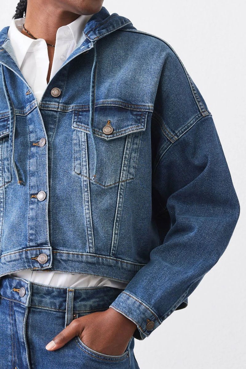 The hooded cropped denim jacket