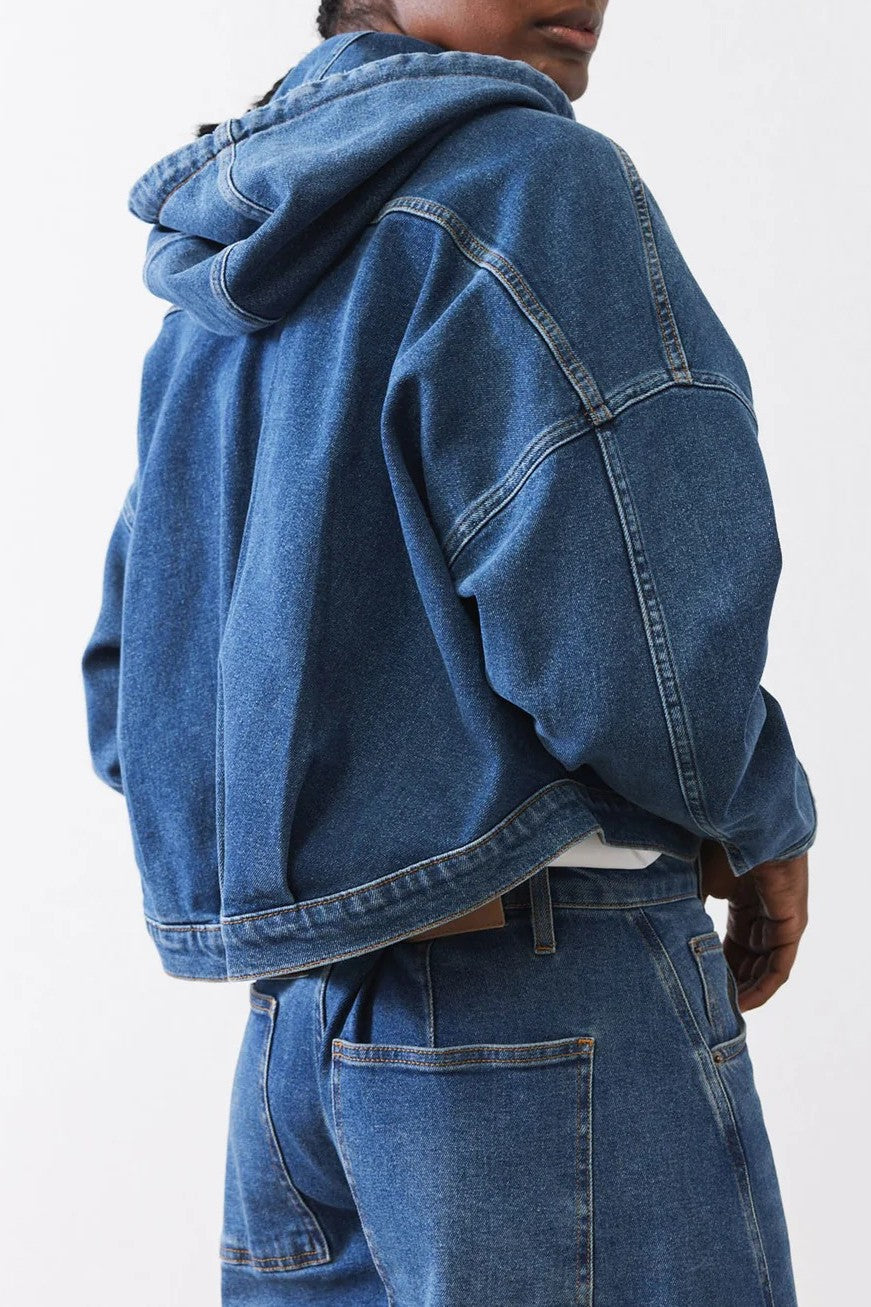 The hooded cropped denim jacket