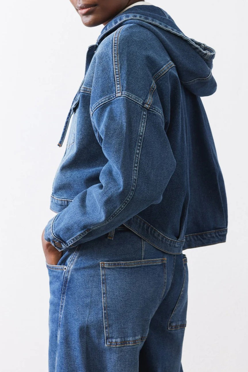 The hooded cropped denim jacket