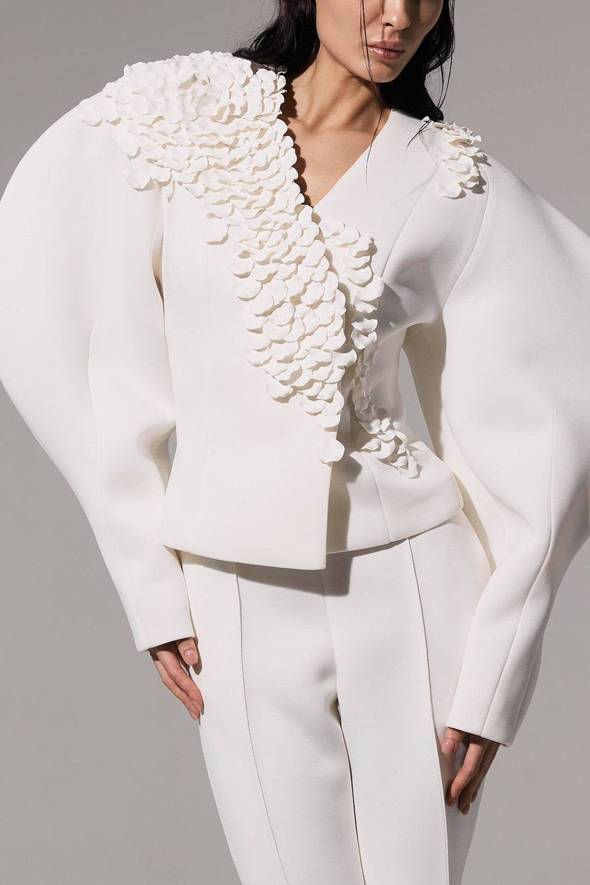 Petal Embellished Jacket & Skirts & Bag 3PC Set