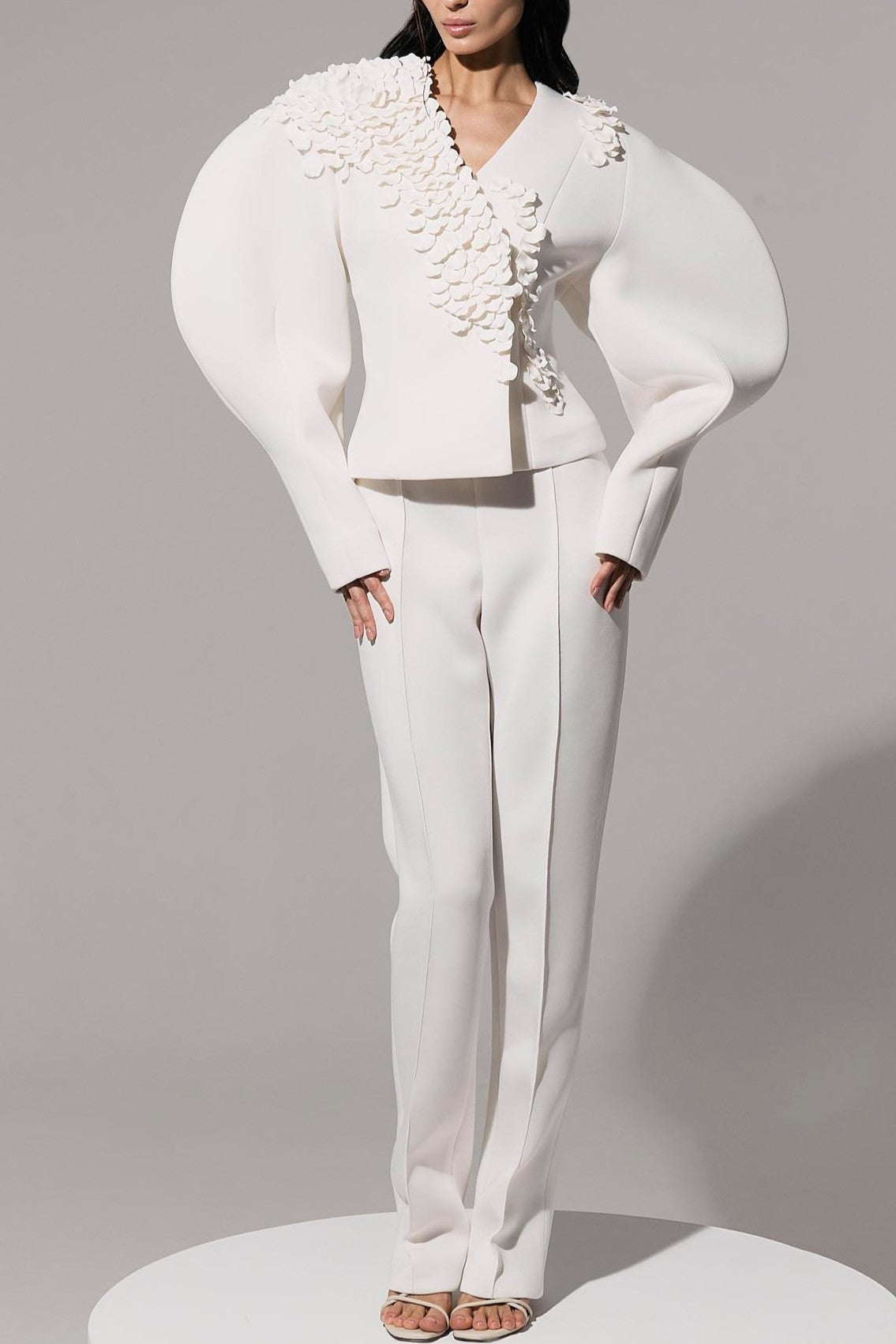 Petal Embellished Jacket & Skirts & Bag 3PC Set