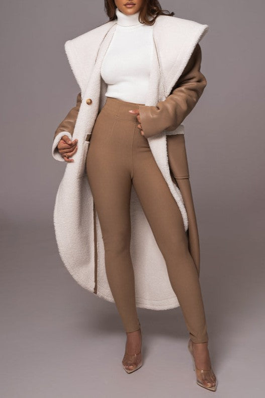 Reversible fur teddy oversized coat