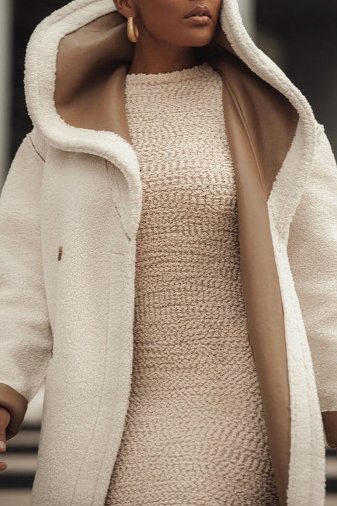 Reversible fur teddy oversized coat