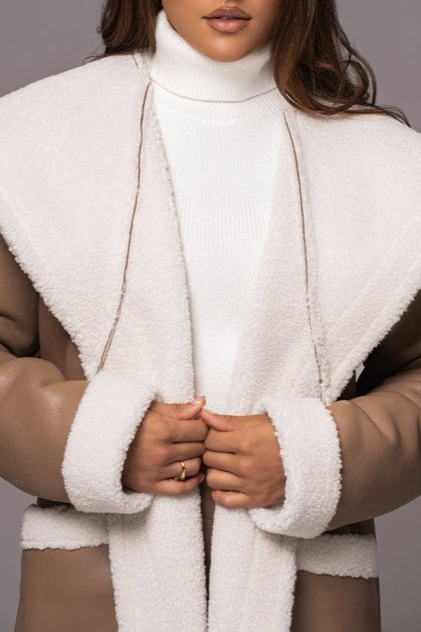 Reversible fur teddy oversized coat