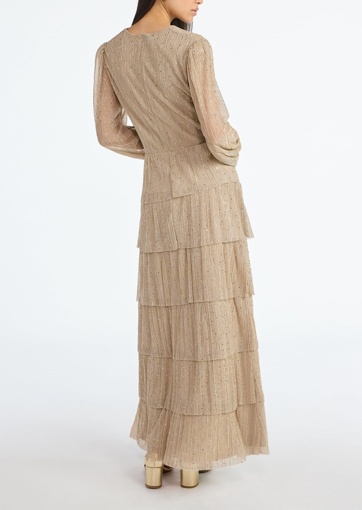 Scoop  Plus Glitter Ruffle Maxi Dress