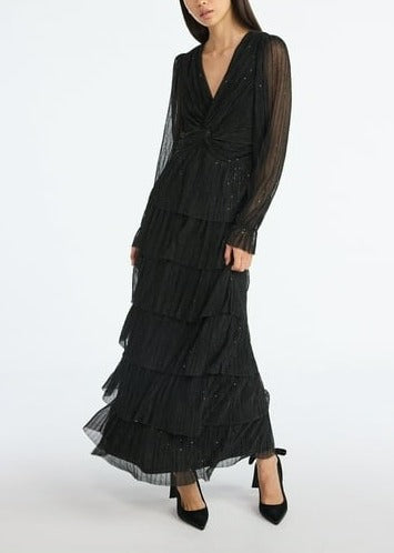 Scoop  Plus Glitter Ruffle Maxi Dress