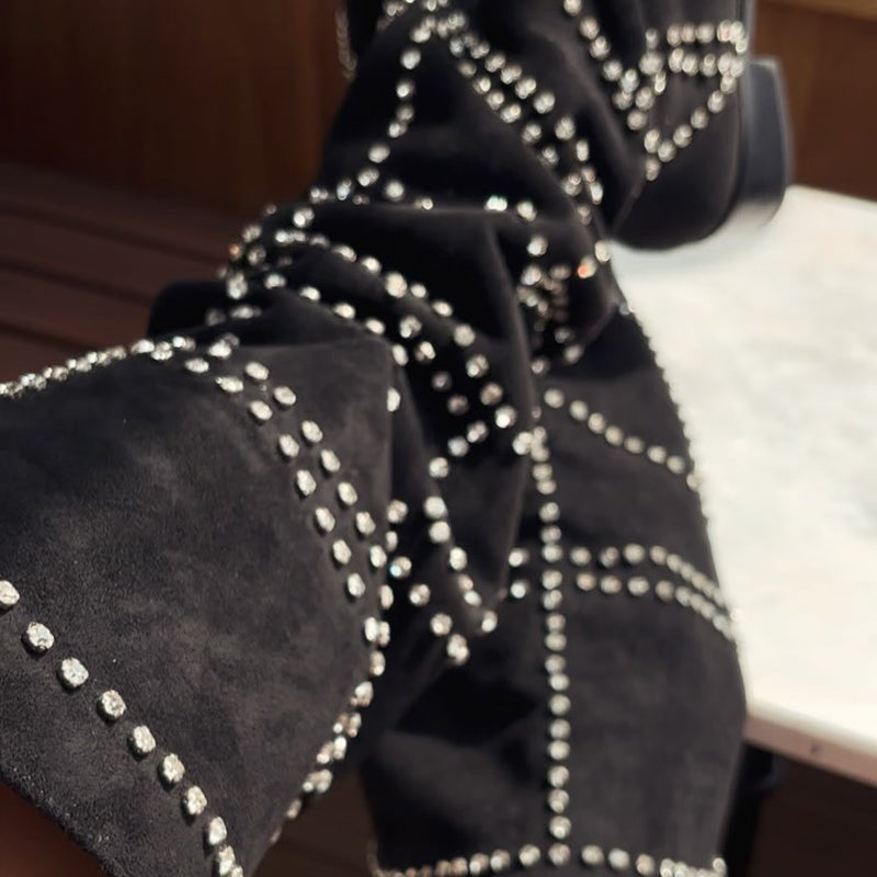 Diamond Crystal Embellished Soft Boots