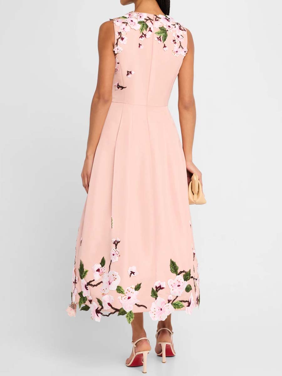 Embroidered Sleeveless Maxi Dress