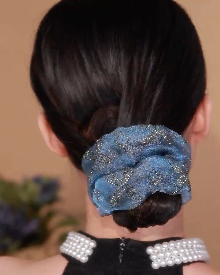Layered organza Headbands with sparkling diamonds-5pcs