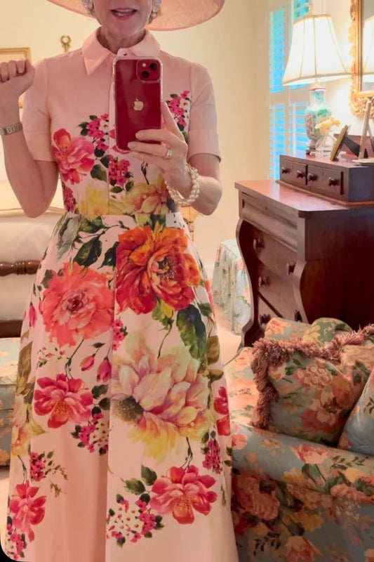 Floral Border Print Shirt Dress