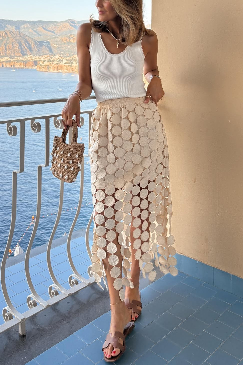 Balloon Tassel Double Layer Midi Skirt