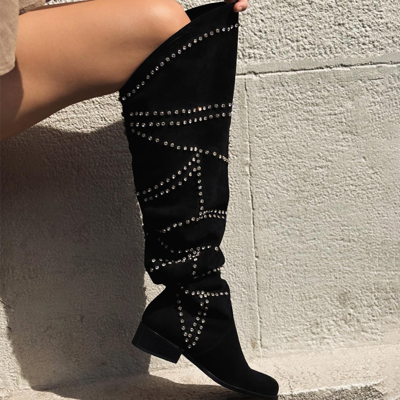 Diamond Crystal Embellished Soft Boots