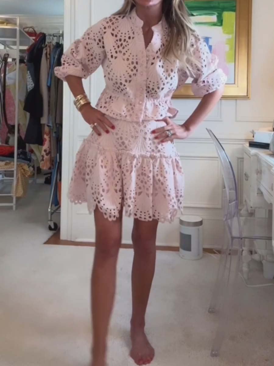 Lace Drop Waist Scalloped Hem Two Pieces Dress