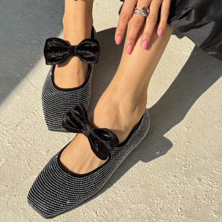 Fashion Sparkly Bow Flats