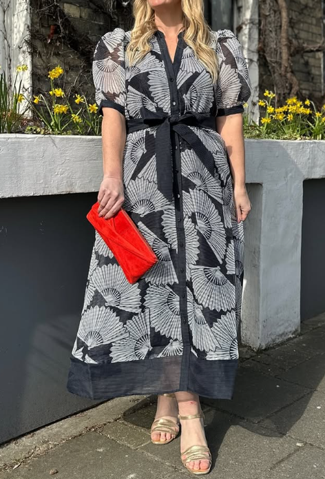 Demure Flattering Floral Shirt Dress