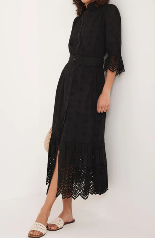Eyelet Embroidery Details Shirt Dress