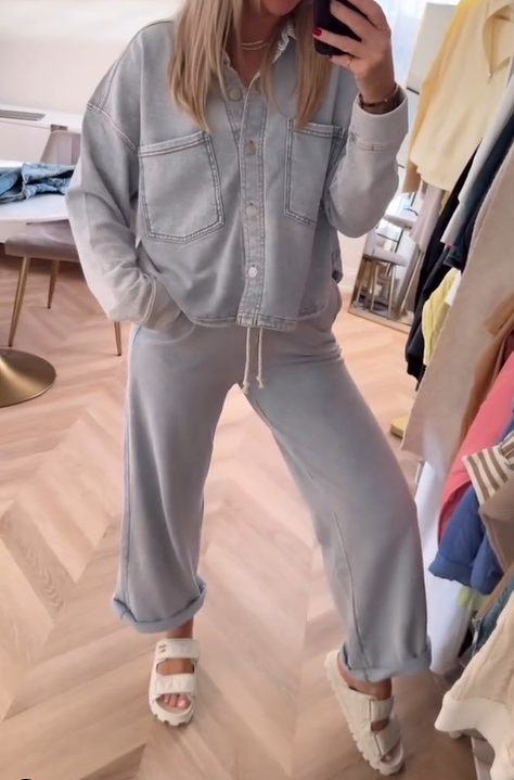 Comfy Denim To Denim Knit 2pc Suit