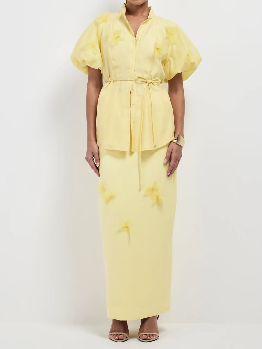 Demure 3D Flower Skirt Set