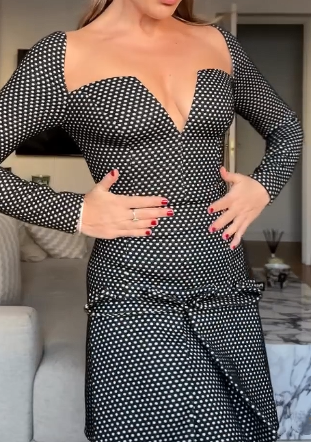 Elegant Polkdot Skirt Suit