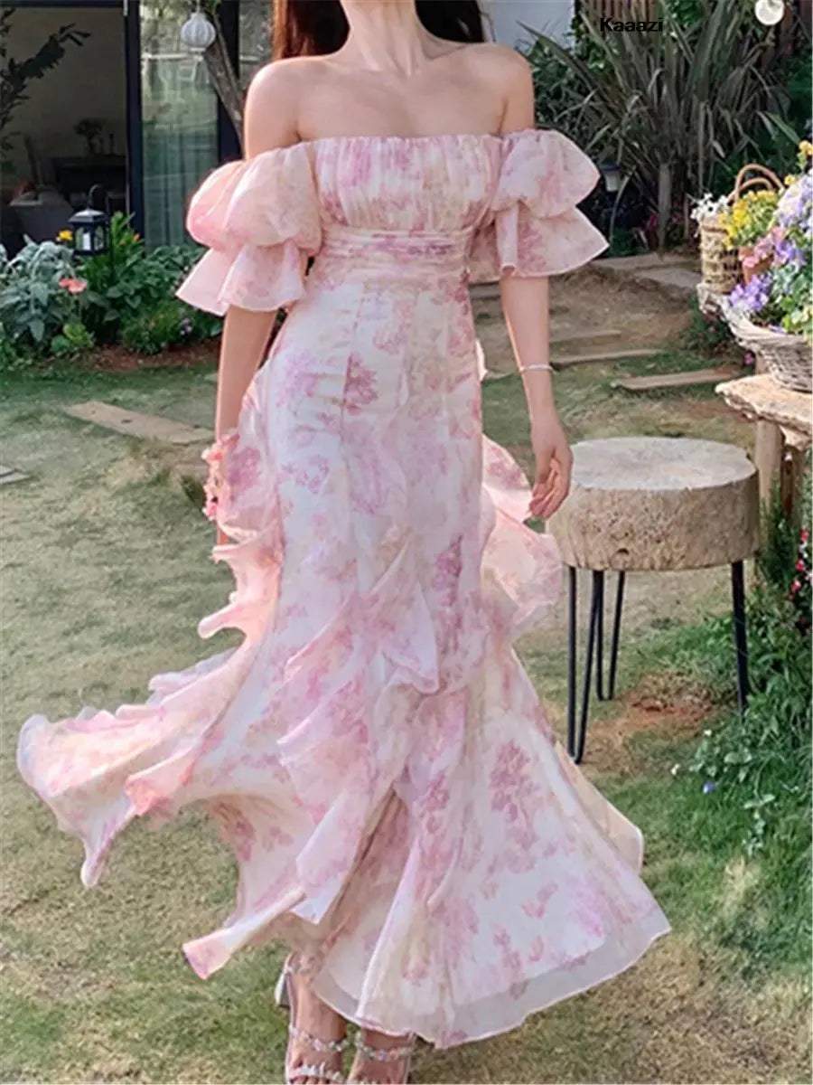 Vintage Floral Elegant Maxi Dress