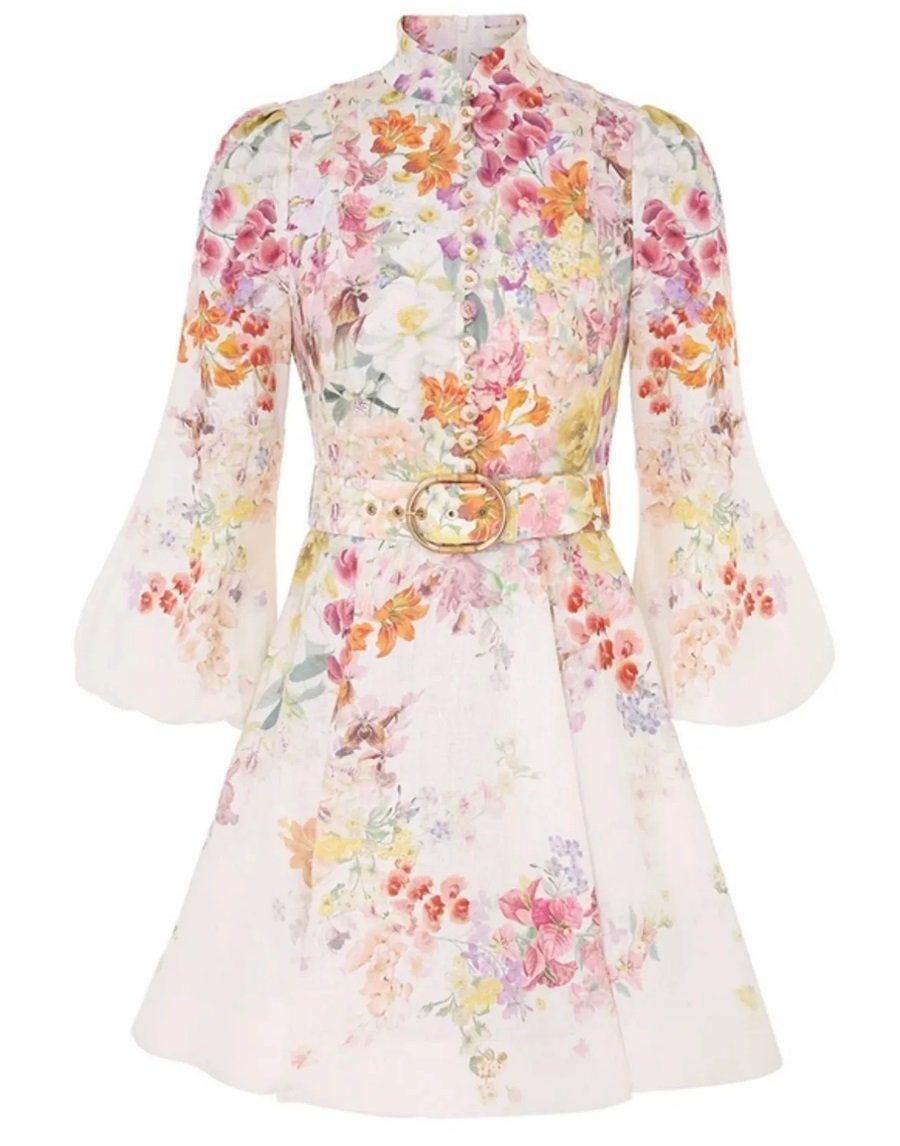 Floral Print Button Mini Dress
