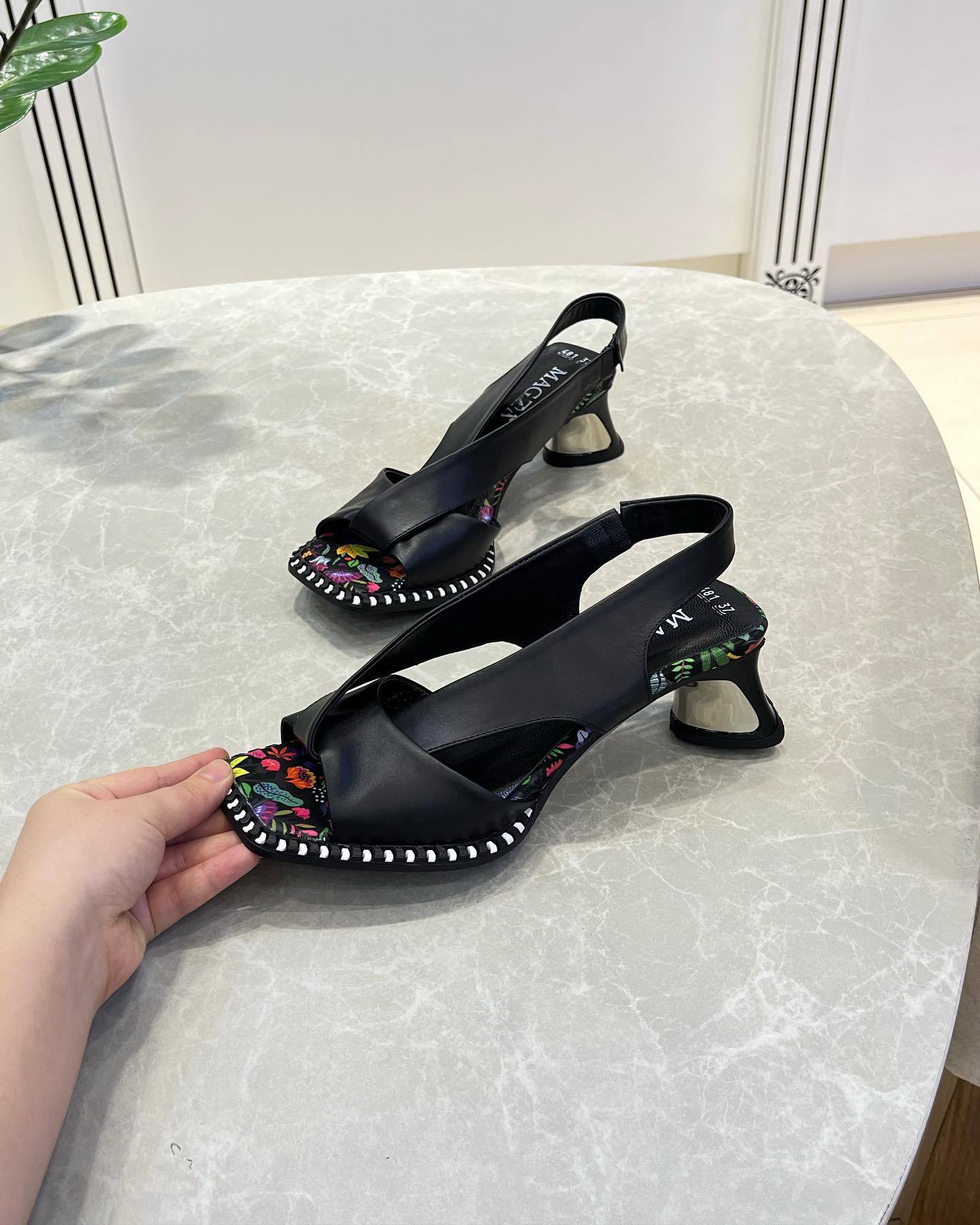 women's Printed mid-heel summer sandals