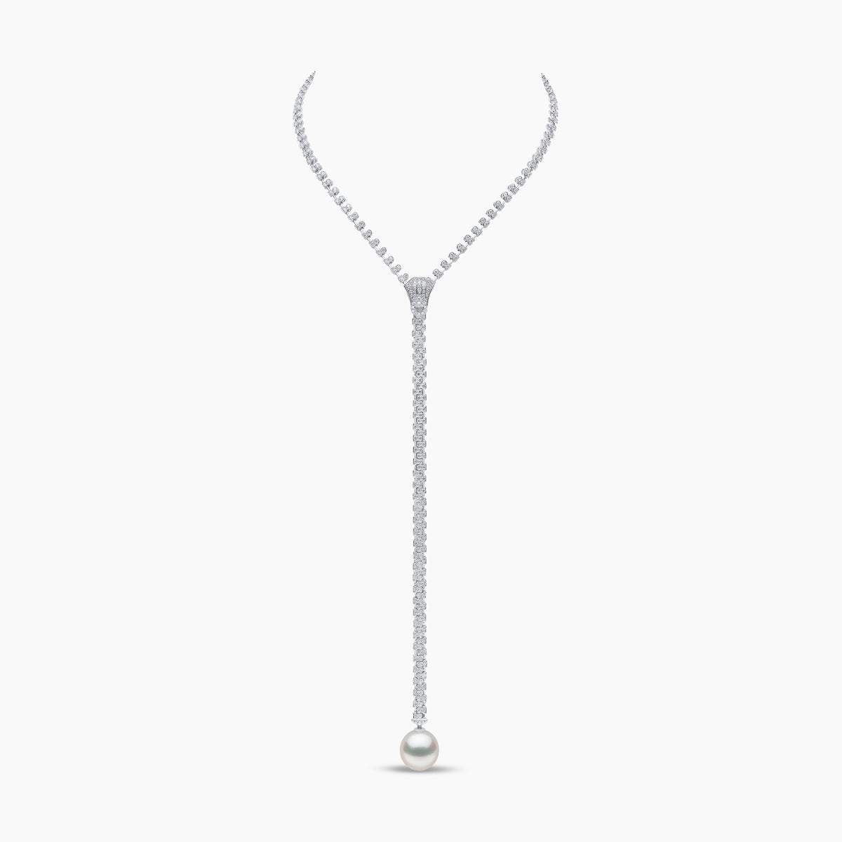 White Gold South Sea Pearl and Diamond Zip Necklace