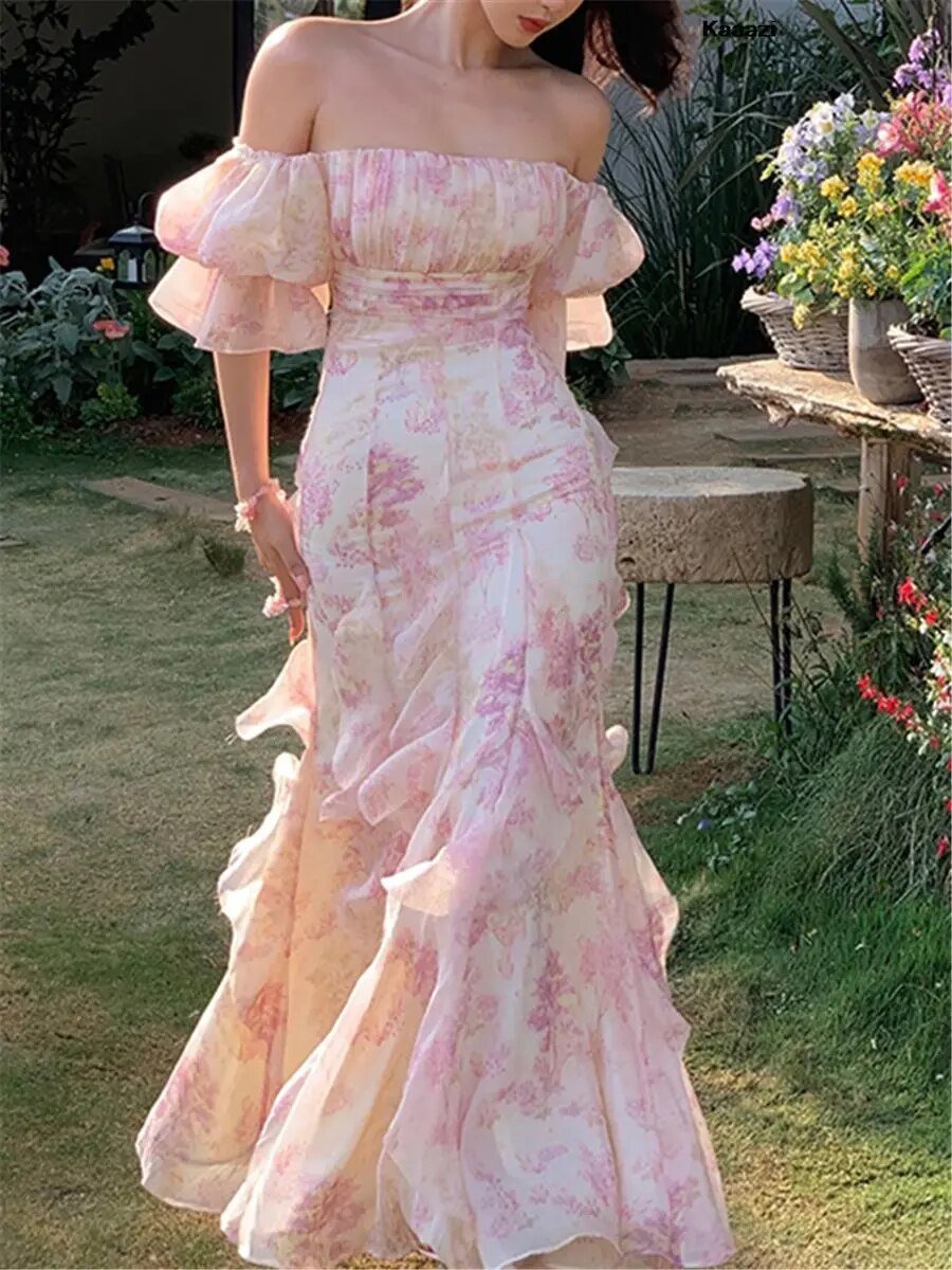 Vintage Floral Elegant Maxi Dress