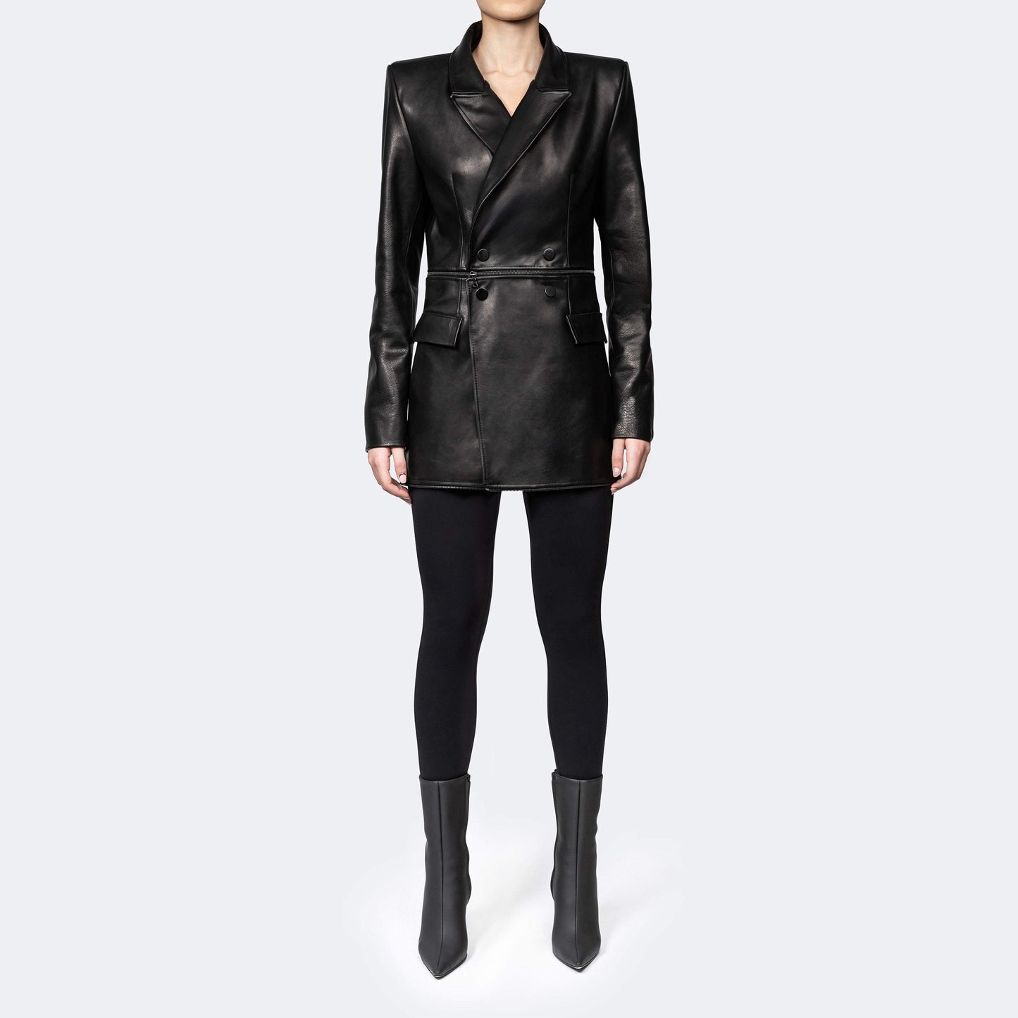 Adjustable women's leather multi-piece jacket