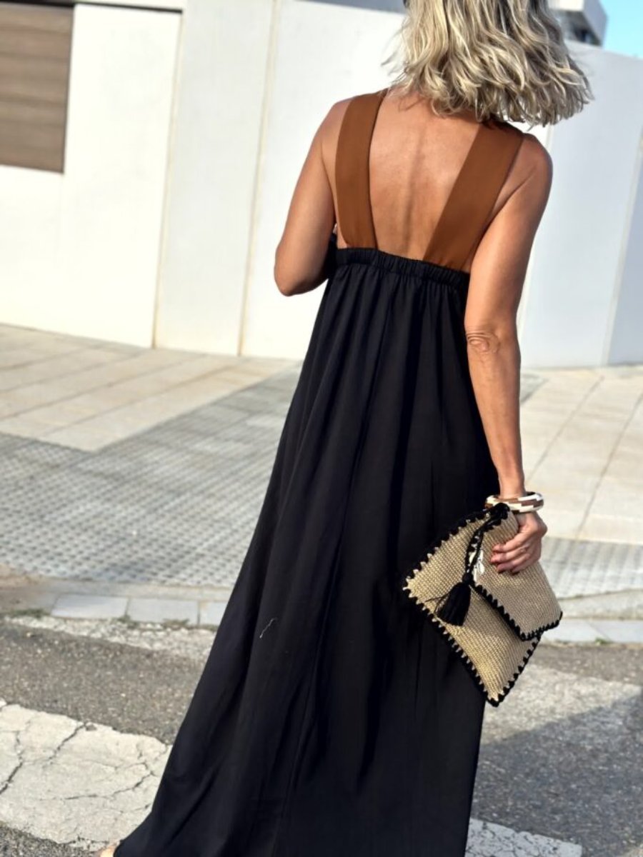 Crossover Backless Sleeveless Loose Maxi Dress