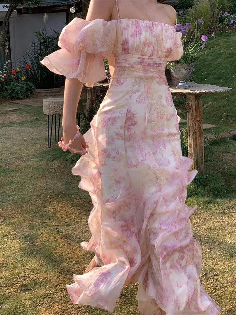 Vintage Floral Elegant Maxi Dress