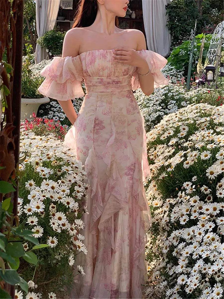 Vintage Floral Elegant Maxi Dress