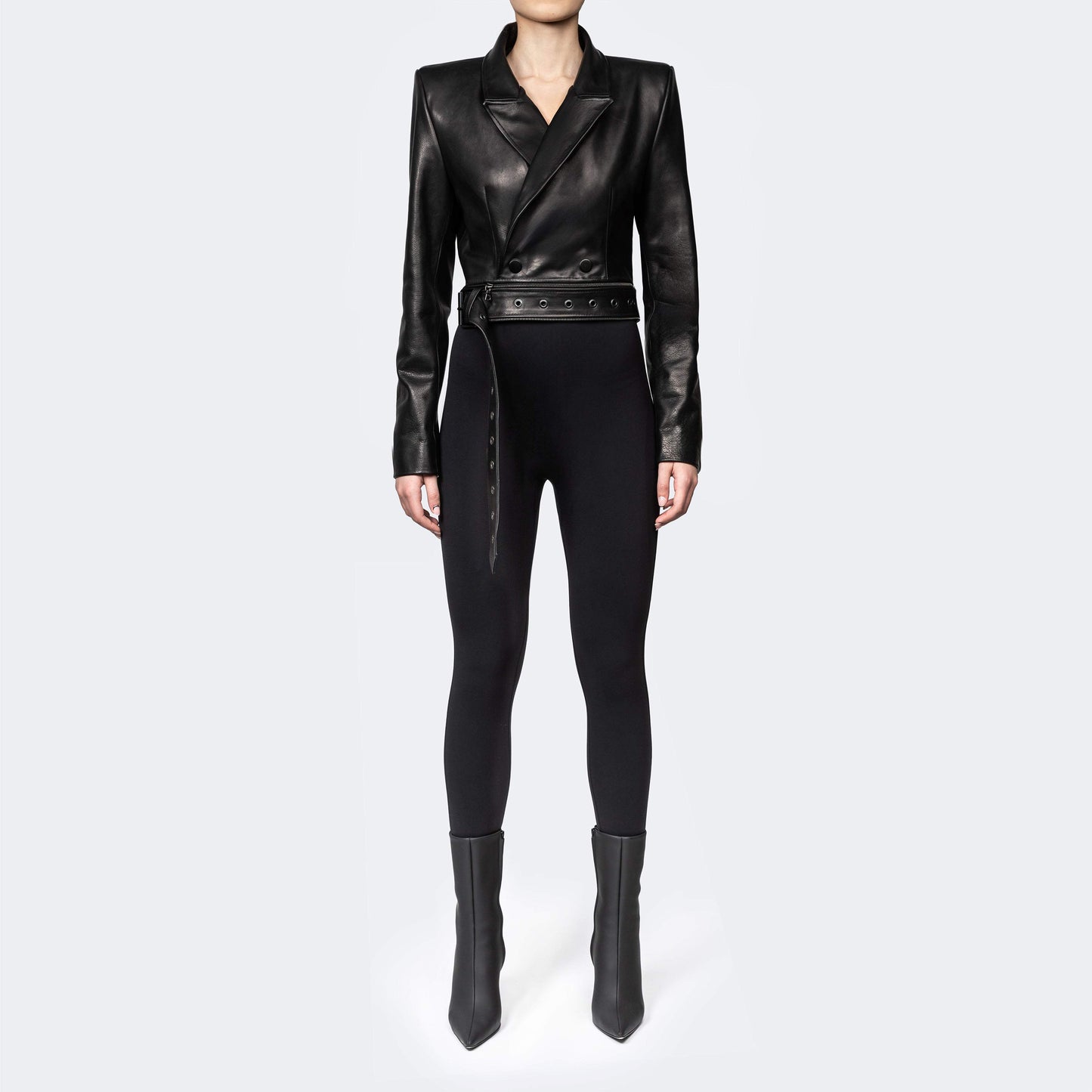 Adjustable women's leather multi-piece jacket