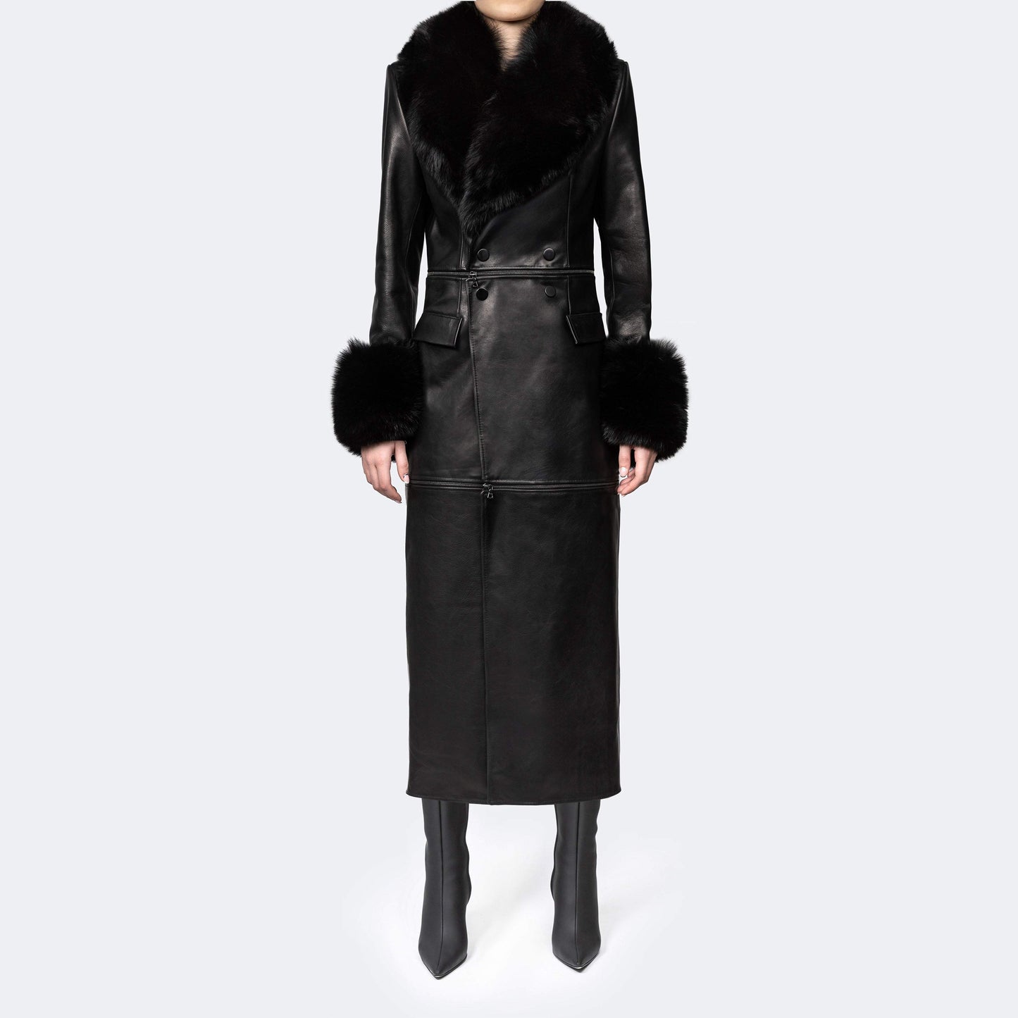 Adjustable women's leather multi-piece jacket