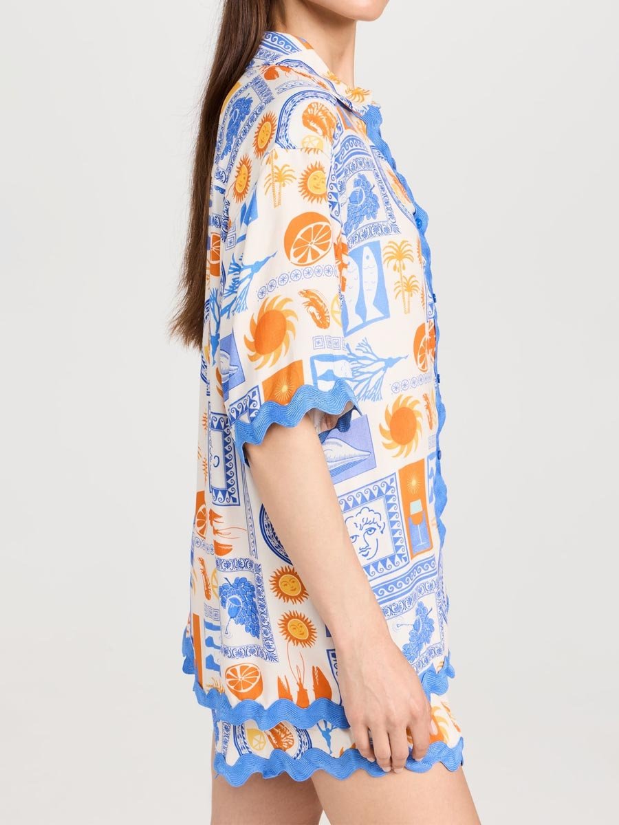 Bohemian Printed Button Up Casual set