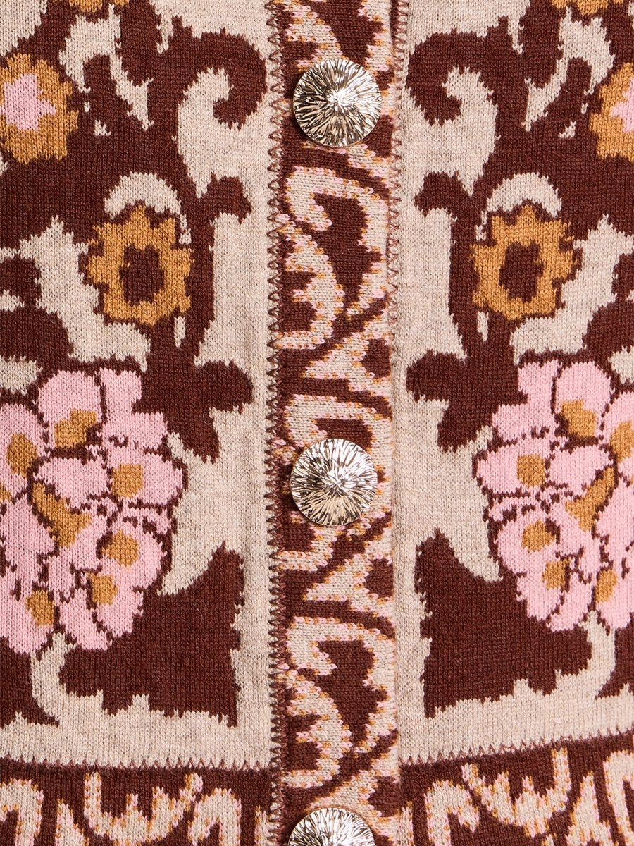 Floral Frayed Jacquard-knit Cardigan