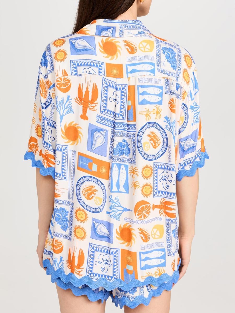 Bohemian Printed Button Up Casual set