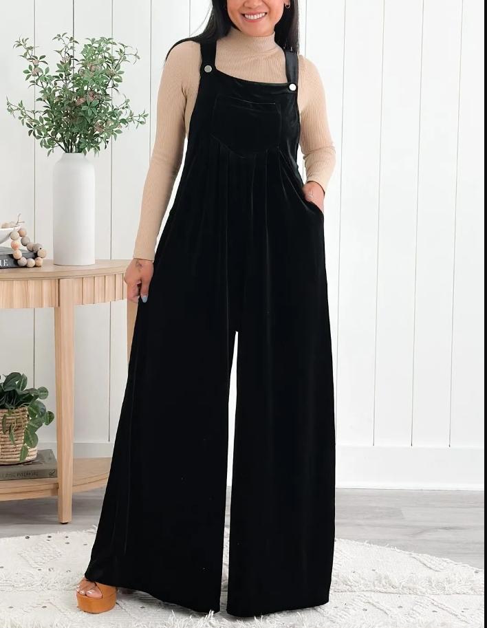 Velvet Casual Wide Leg Jumpsuit