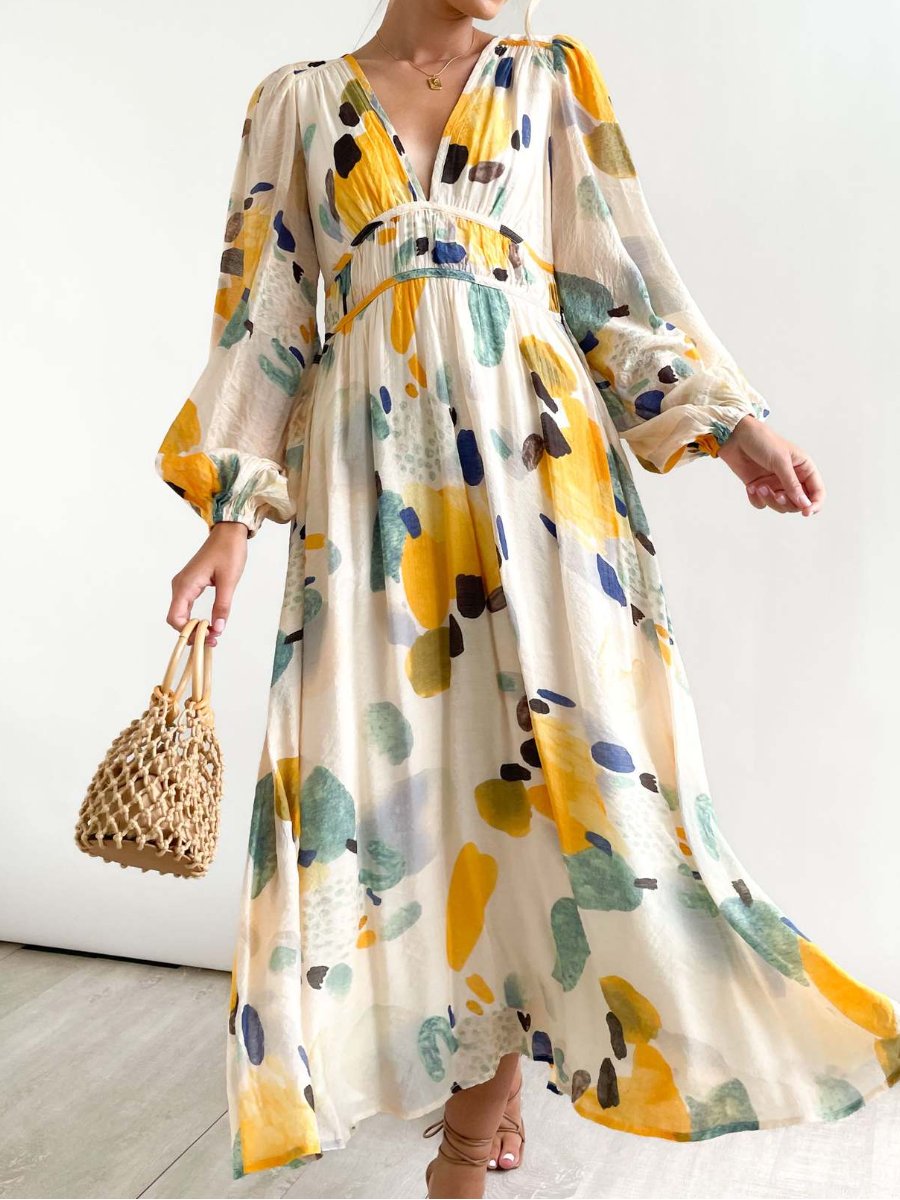 Elegant Floral Chiffon Midi Dress