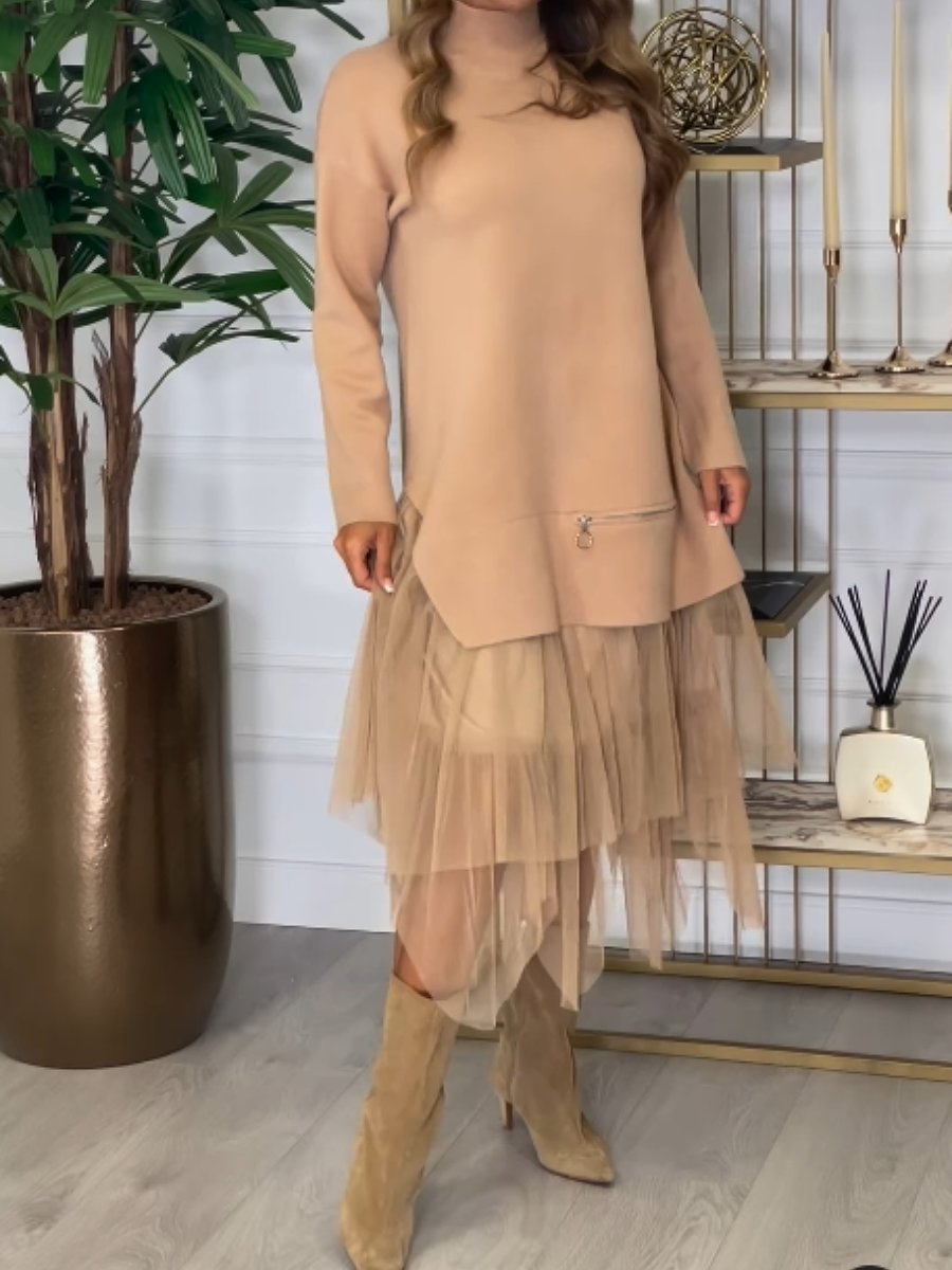 Fall Knit Elegant Splice Dress