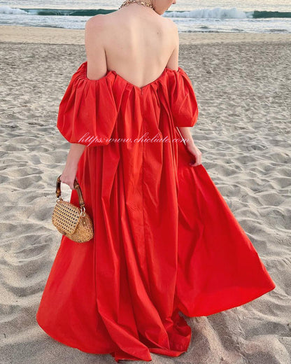 Elegant Red Evening Maxi Dress