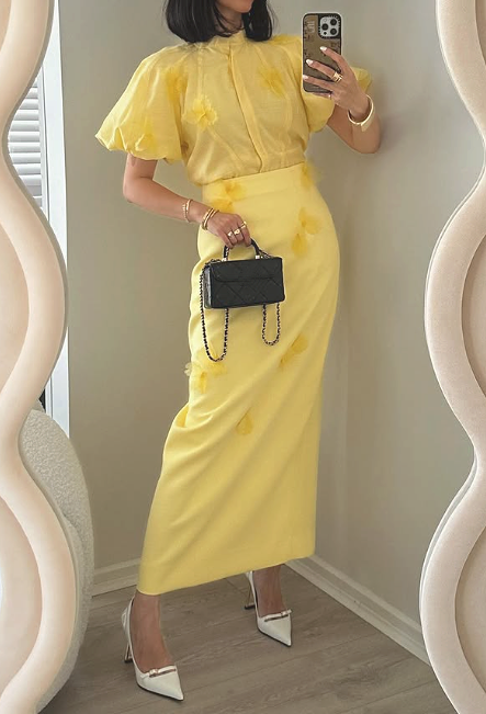Demure 3D Flower Skirt Set